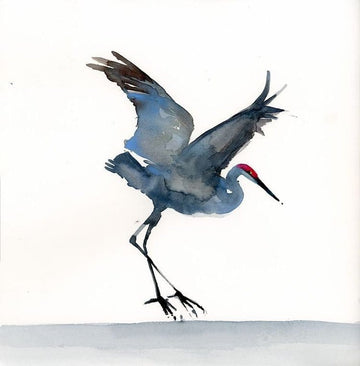 Holly Wach bird watercolor art painting of a sandhill crane